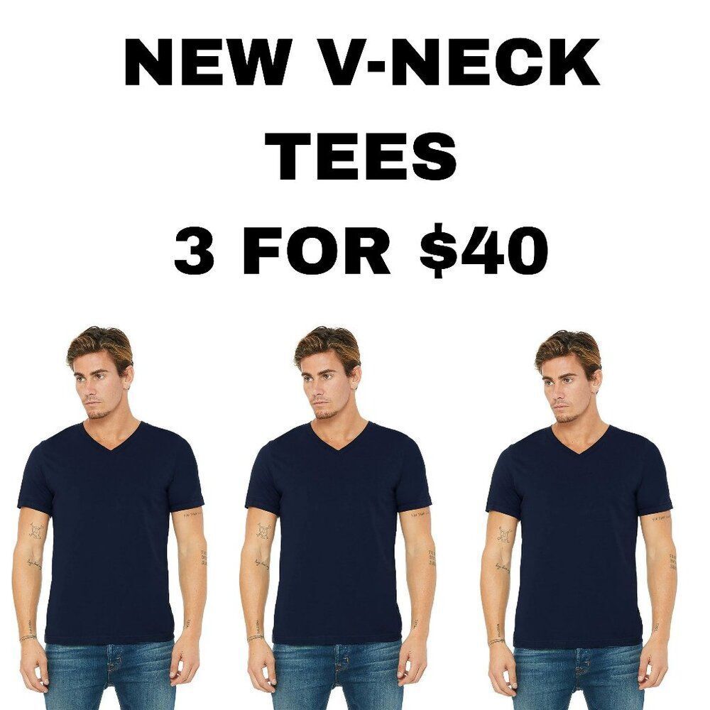 NEW 3 pack unisex/ men women shirt v neck short sleeve 3 shirts great de…